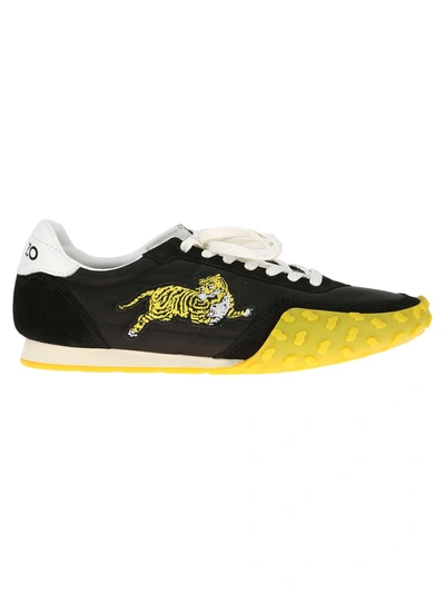 Kenzo Yellow & Black Move Sneakers In Suede & Nylon In Yellow/black