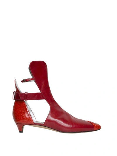 Givenchy Cut-out Leather Ankle Boot In Rosso