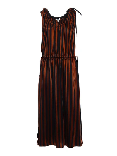 Kenzo Striped Dress In Brown