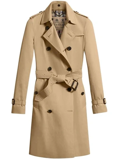 Burberry The Kensington Long Trench Coat In 70500  Honey