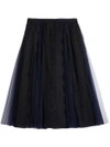 Burberry Lace Panel Pleated Tulle Skirt In Blue