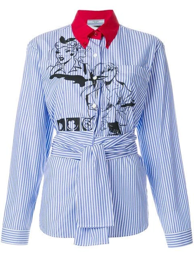 Prada Comic Book Striped Shirt - Blue
