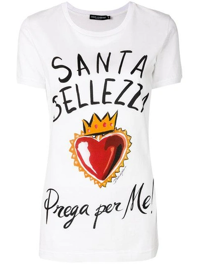 Dolce & Gabbana Sacred Heart Print T In White