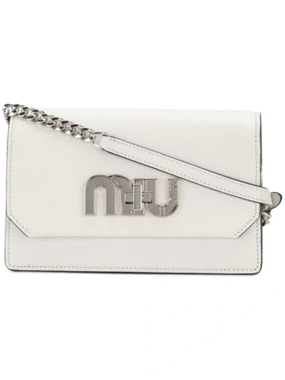 Miu Miu Logo Plaque Shoulder Bag In White