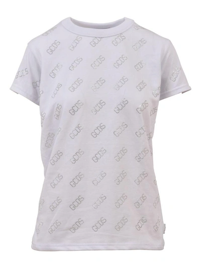 Gcds Crystal Logo T-shirt In White