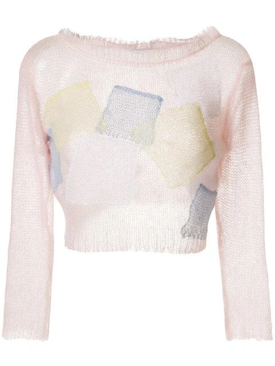 Loewe Patchwork Cropped Jumper - Pink