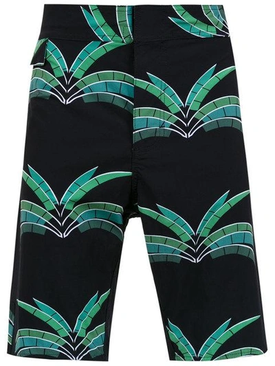 Amir Slama Printed Swim Shorts In Black