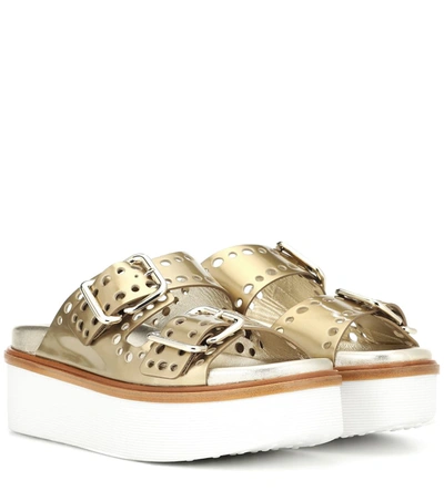 Tod's Leather Slides In Gold