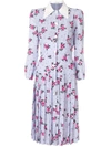 Alessandra Rich Pleated Floral Shirt Dress In Pink