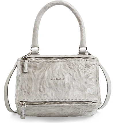 Givenchy 'small Pepe Pandora' Leather Shoulder Bag - Grey In Pearl Grey