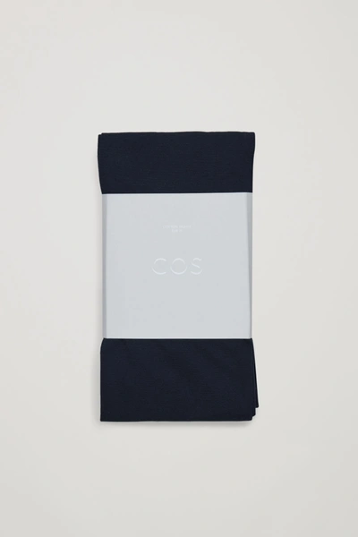 Cos Opaque Cotton Tights In Blue