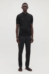 Cos Short-sleeved Knitted Polo In Black