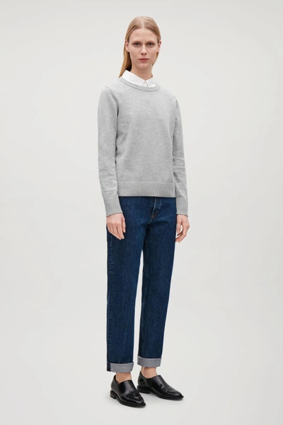 Cos Cotton-knit Jumper In Grey