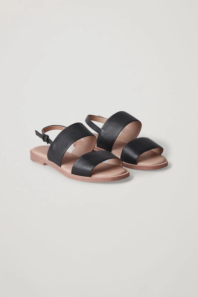Cos Leather Strap Sandals In Black