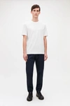 Cos Rib-neck Brushed-cotton T-shirt In White