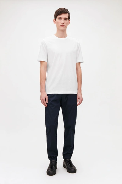 Cos Rib-neck Brushed-cotton T-shirt In White