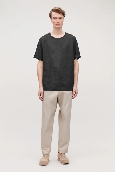 Cos Relaxed-fit Hemp T-shirt In Black