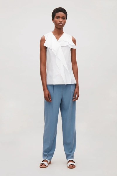 Cos Top With Folded Pleat Detail In White