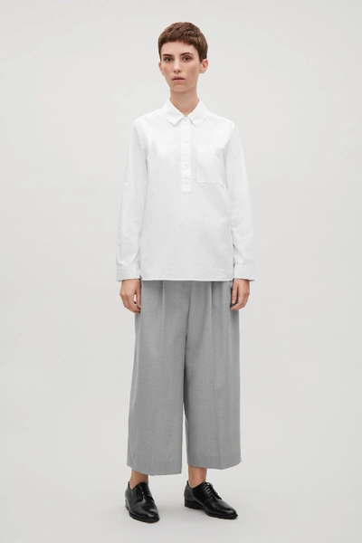 Cos Cropped Oversized Shirt In White