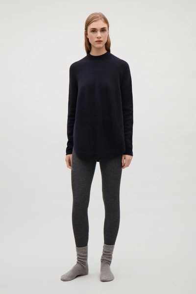 Cos Round-hem Wool Jumper In Blue