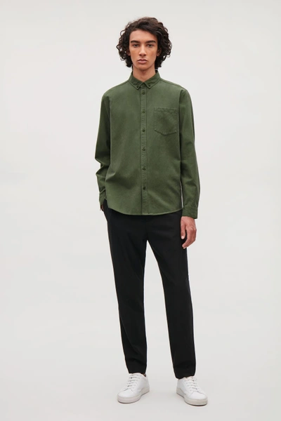 Cos Cotton Button-down Shirt In Green