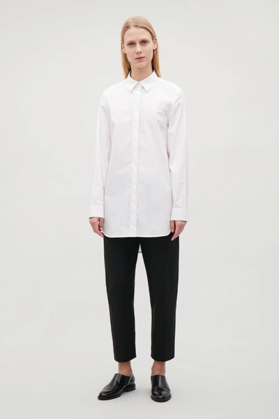 Cos Cocoon Cotton-poplin Shirt In White