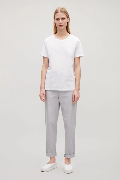 Cos Round-neck T-shirt In White