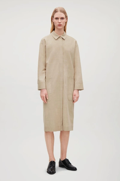 cos beige dress Western lady big collar long dress – remulia