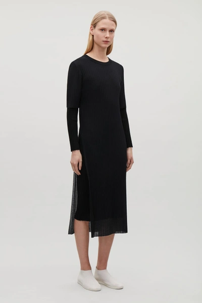 Cos Layered Sheer Knit Dress In Blue | ModeSens