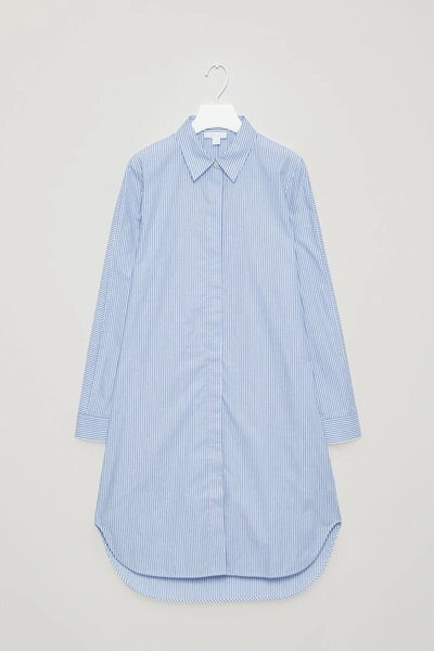 Cos Striped Shirt Dress In Blue