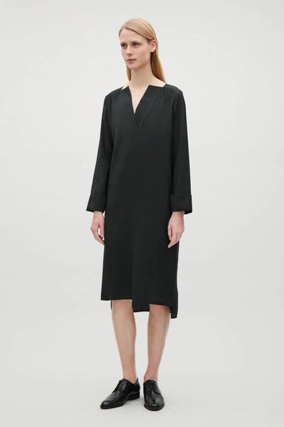 Cos Dress With Turn-up Cuffs In Black