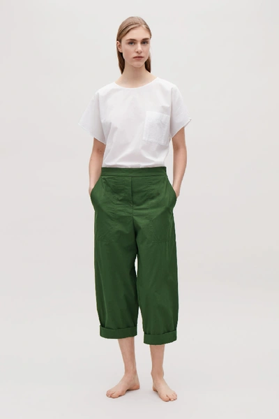Cos Lightweight Cotton Chinos In Green