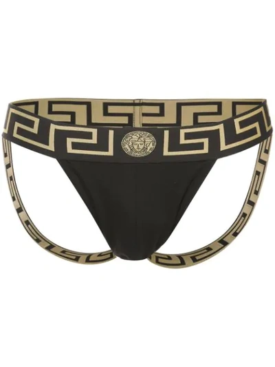 Versace Medusa Head Jockstrap In Nero