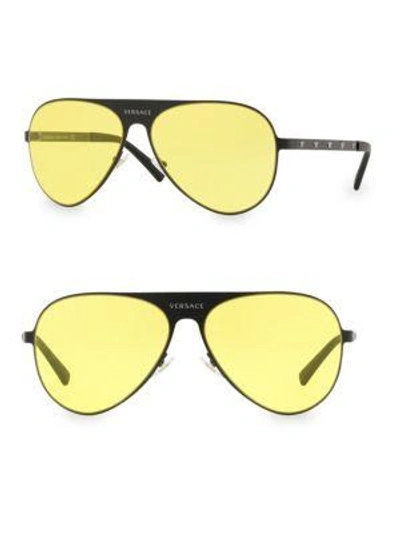 Versace 59mm Aviator Sunglasses In Yellow