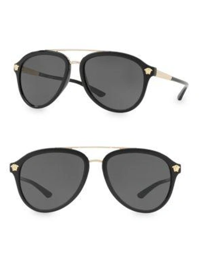 Versace 58mm Aviator Sunglasses In Black