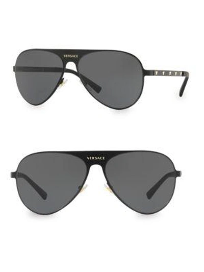 Versace 59mm Aviator Sunglasses In Matte Black