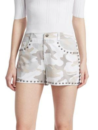 Cinq À Sept Ellie Camouflage Shorts In White Multi