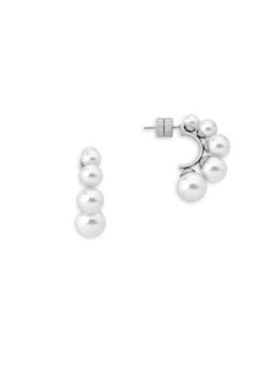 Majorica 5-10mm Graduated  Organic Pearl Earrings In White
