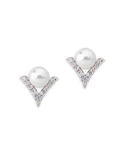 Majorica Round Pearl Jacket Earrings In White