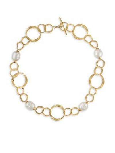 Majorica Baroque Pearl Collar Necklace In White
