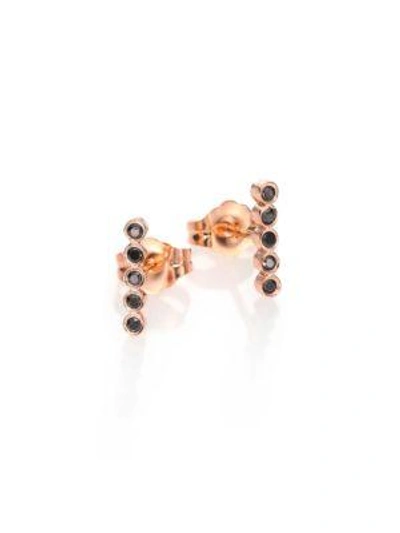 Zoë Chicco Black Diamond & 14k Rose Gold Stud Earrings In Rose Gold Black