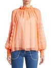 See By Chloé Floral Embroidered Blouse In Evening Orange