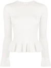 See By Chloé See By Chloe White Ruffled Wool Sweater In Misty Ivory