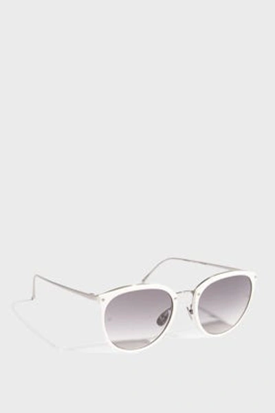 Linda Farrow Luxe Round-frame Acetate And Silver-tone Sunglasses In White
