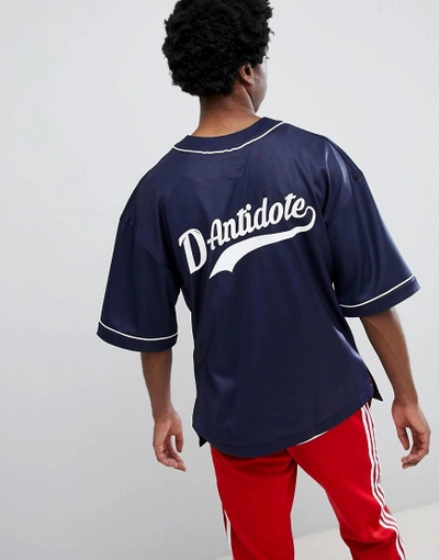 D-antidote Oversized Baseball T-shirt With Logo - Black