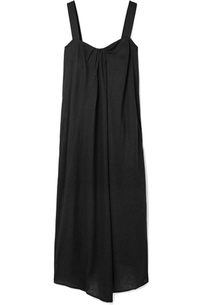 Vince Drape Neck Asymmetrical Hem Dress In Black