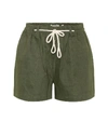 Vince High-rise Rope-tie Linen Shorts In Green