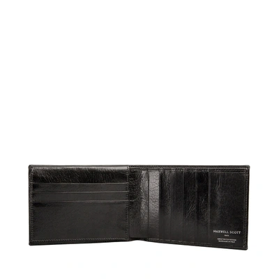 Maxwell Scott Bags Luxury Black Real Leather Mens Tri Fold Wallet