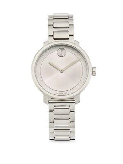 Movado Bold Frosted-dial Stainless Steel Bracelet Watch In Silver