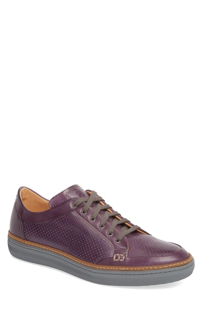 Mezlan Ceres Perforated Low Top Sneaker In Purple Leather